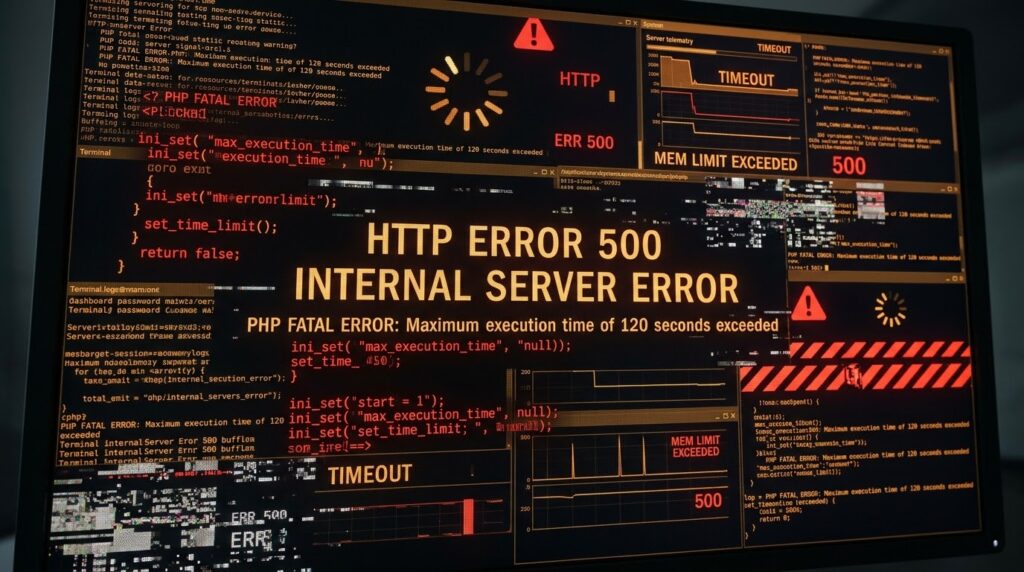Errore 500 PHP ed esecuzione script : come eliminare i time-out e gestire i limiti del server